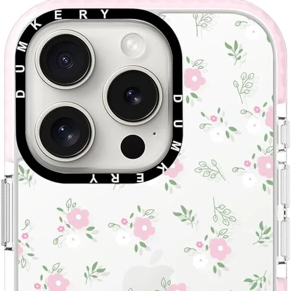 Iphone 16 Pro Pro Max Pink Flower Aesthetic Shockproof Cute Clear Flower Case - Picture 2 of 4